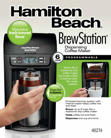 COFFEE MAKER HAMILTON BEACH 48274 BREWSTATION 6-CUP BLACK - A. Ally & Sons