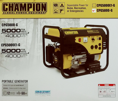 GENERATOR CHAMPION 5000W CPG5000-G PULL - A. Ally & Sons