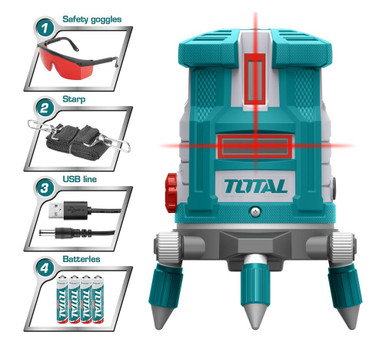 SELF-LEVELING LINE LASER TOTAL TLL306505 RED LASER BEAMS - A. Ally & Sons