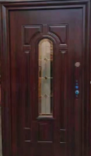 DOOR METAL SINGLE RED BRONZE W/GLASS AND FRAME ZYH-G008 LONG 2050X960X50MM - A. Ally & Sons