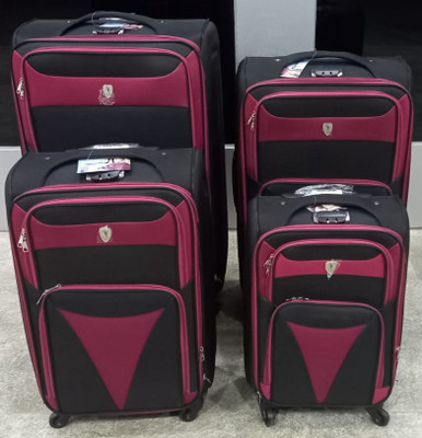 LUGGAGE SUITCASE SOFT FABRIC 4PCS SET 4 WHEEL SPINNER - A. Ally & Sons