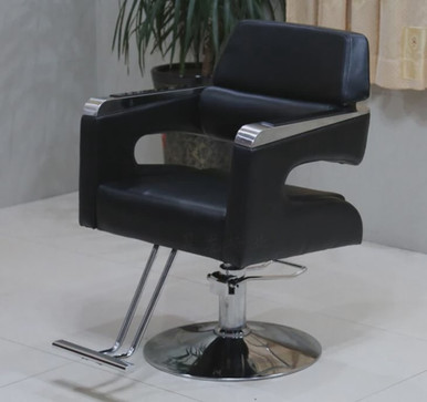 CHAIR BARBER BLACK WITH CHROME BASE 2889 - A. Ally & Sons