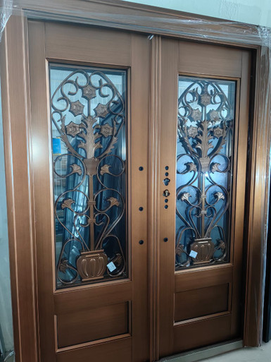 DOOR METAL DOUBLE BRONZE HEAVY DESIGN GLASS 2050X1500 R - A. Ally & Sons