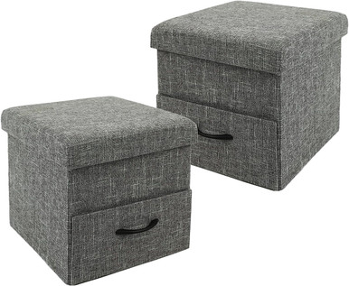 OTTOMAN Linen Storage 2pc Set w/draw Collapsible - A. Ally & Sons