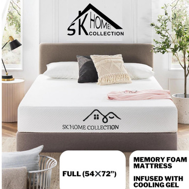 MATTRESS DOUBLE (FULL) SK HOME COLLECTION SKHC-F023-FULL 54" X 72" X 6" MEMORY FOAM INFUSED GEL COOLING IN BOX - A. Ally & Sons