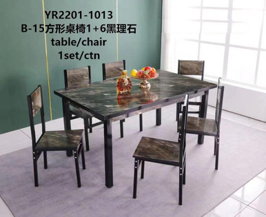 WOOD DINING TABLE YR2201-1013 B-15 WITH 6 CHAIR SET - A. Ally & Sons