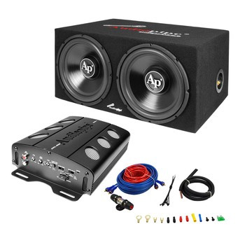 SPEAKER BOX CAR AUDIO PIPE 12" APSB-1299PP SUB WITH AMPLIFIER APSE-120PC + APCLE-1002 + BMS-750 KIT - A. Ally & Sons