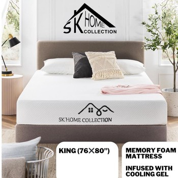 MATTRESS KING SK HOME COLLECTION SKHC-F023-KING 76" X 80" X 5" MEMORY FOAM INFUSED GEL COOLING IN BOX - A. Ally & Sons